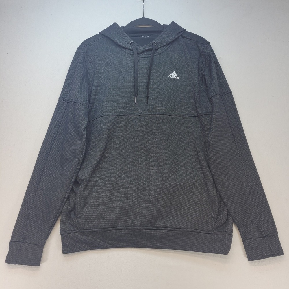 Adidas Climawarm Hoodie Mens Medium Black Athletic‎ Textured Pullover